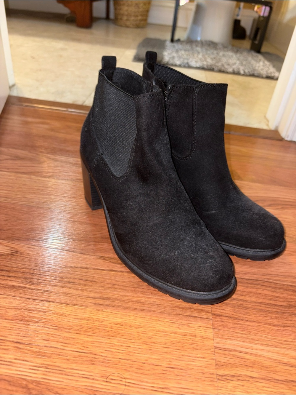 Natural Reflections Black Suede Ankle Booties